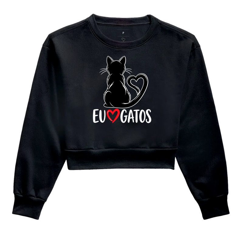 Eu Amo Gatos - Cropped Moletom