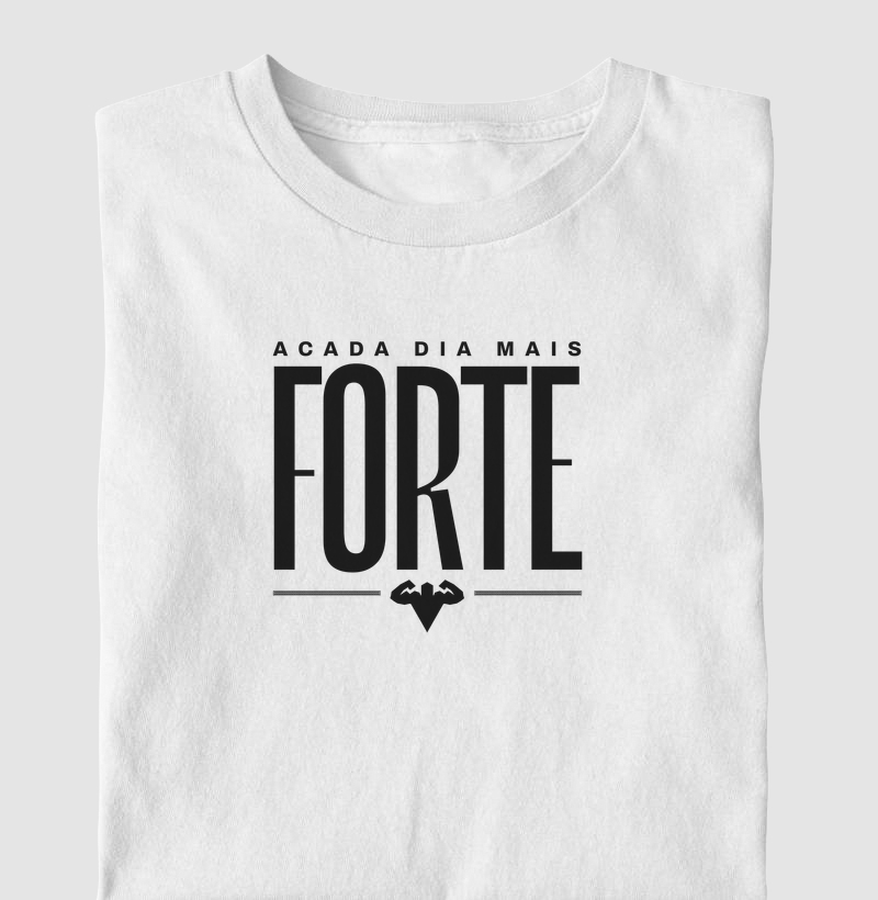 Camiseta Masculina A Cada Dia Mais Forte - Estampa Preta