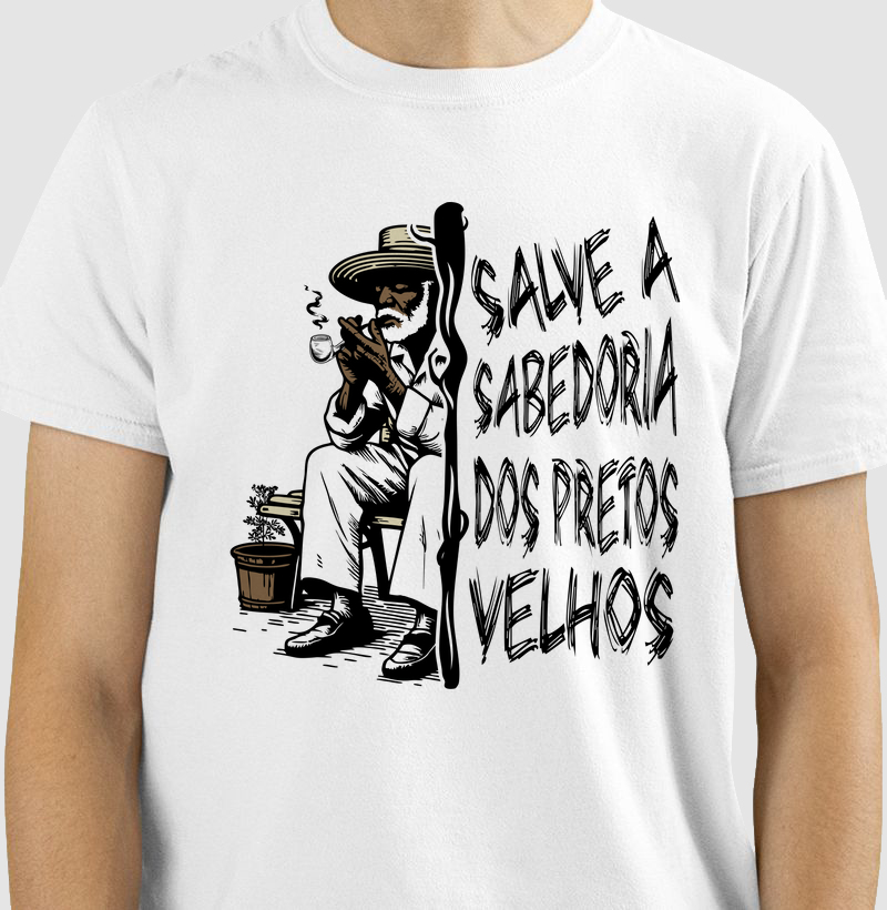 Camiseta Umbanda Preto Velho Salve a Sabedoria