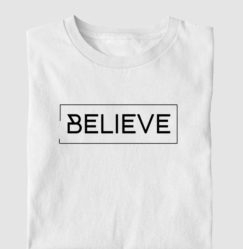 Camiseta Masculina BELIEVE - Estampa Preta