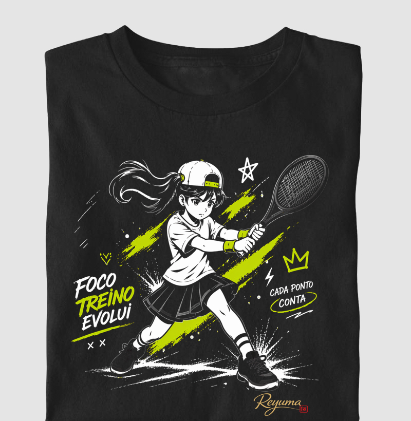 Camiseta Infantil, Menina, Juvenil Tênis "Cada Ponto Conta" - Algodão 100% 