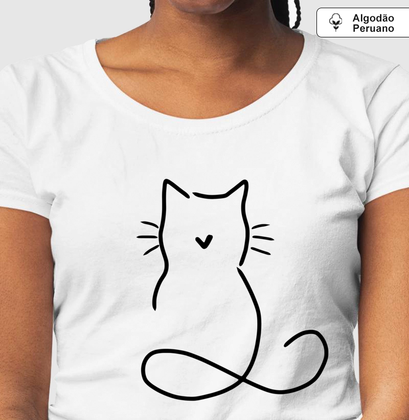 Camiseta Peruana - contorno gato preto