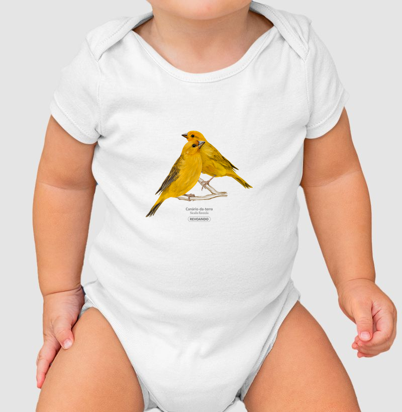 Inky Aves - Canário-da-terra II - Body Infantil