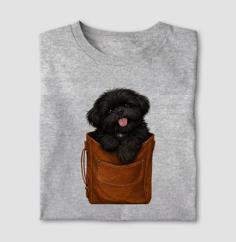 Camiseta Shih Tzu All Black Na Bolsa