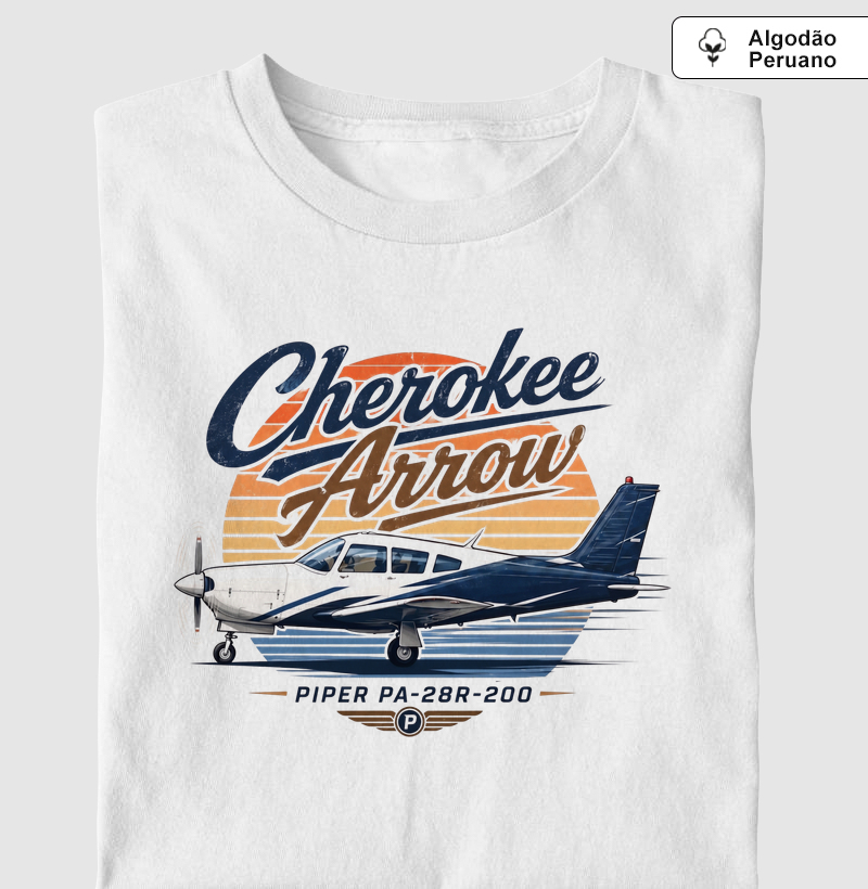 Piper Cherokee Arrow - Vintage - Camiseta Algodão Peruano