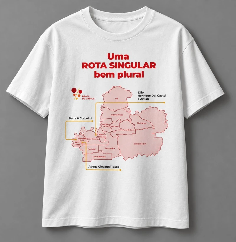 Camiseta Brasil de Vinhos - Rota Singular - Camiseta Algodão Peruano