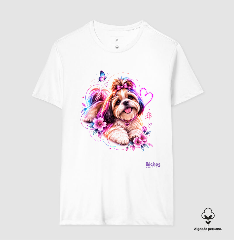 shih tzus - Camiseta Algodão Peruano
