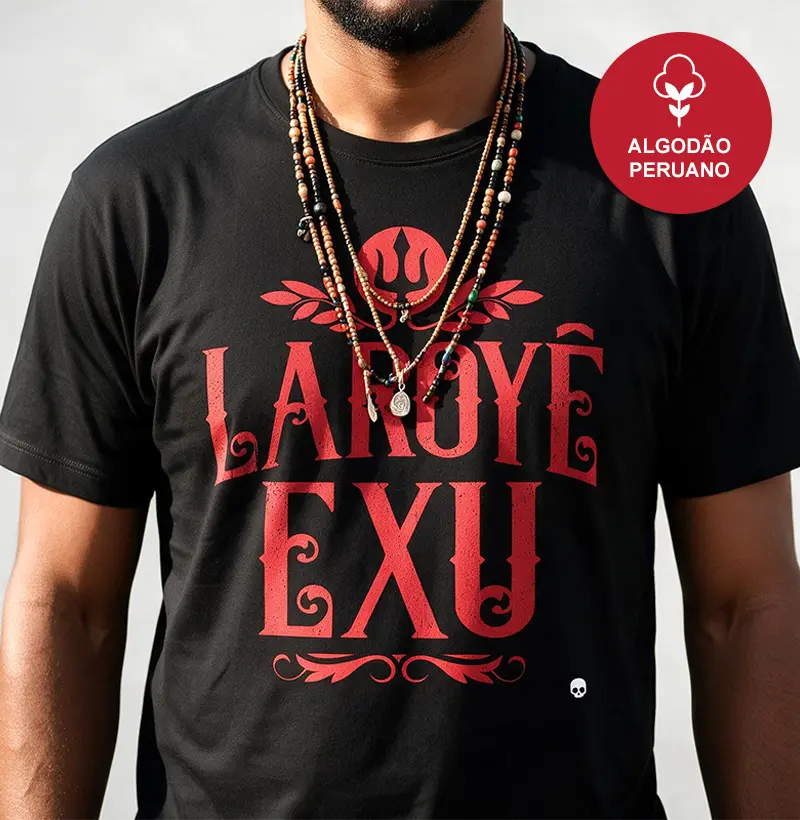 Camiseta Umbanda Laroyê Exu - Em Algodão Peruano