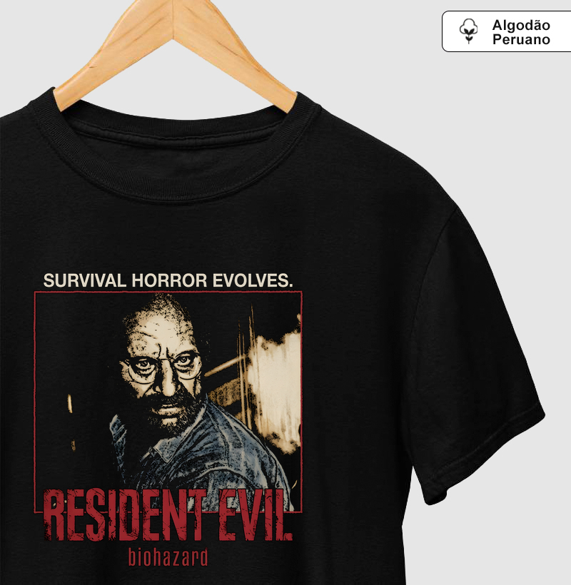 Resident Evil - Survival Horror Evolves - Camiseta Algodão Peruano