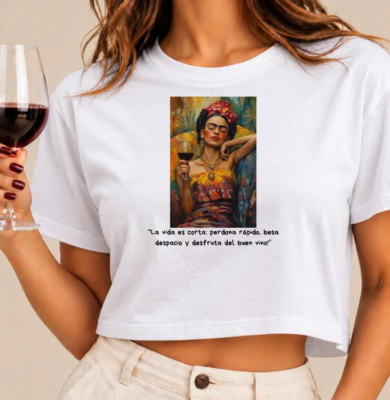 Camiseta Frida Kahlo - La Vida es curta - Cropped