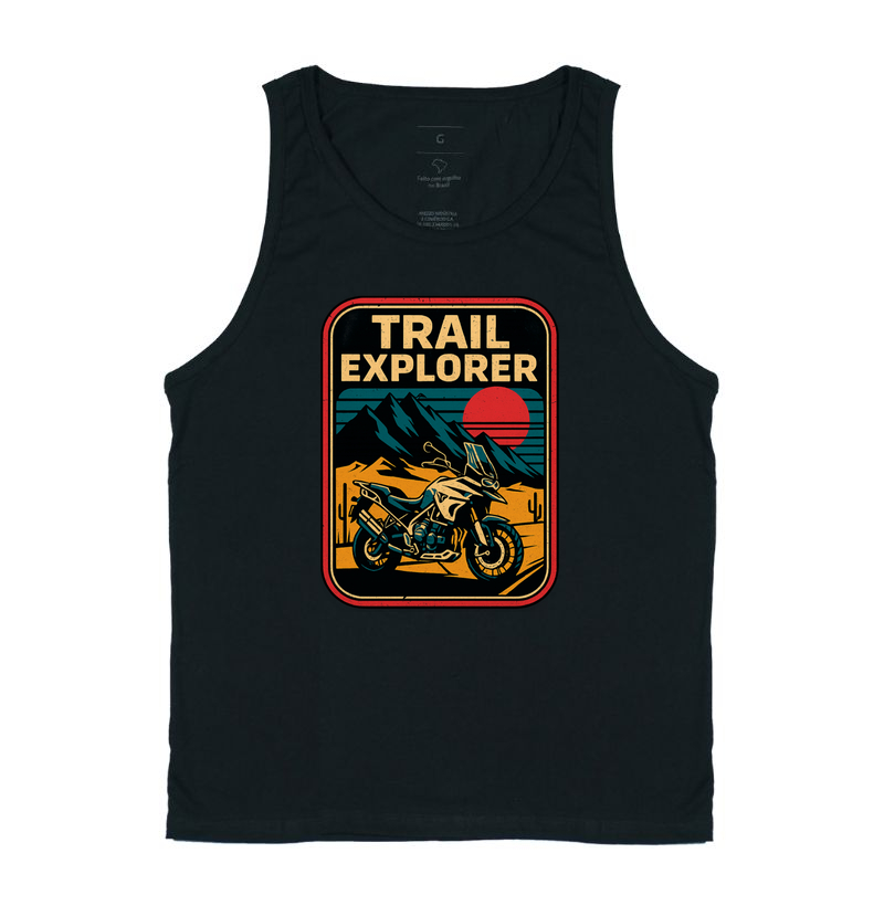 Camiseta Trail Explorer - Moto Aventura e Natureza Retrô