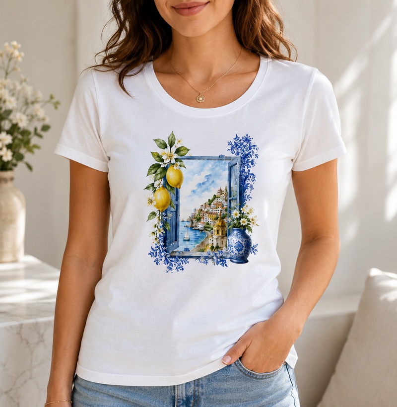 Camiseta Amalfi — Janela Mediterrânea