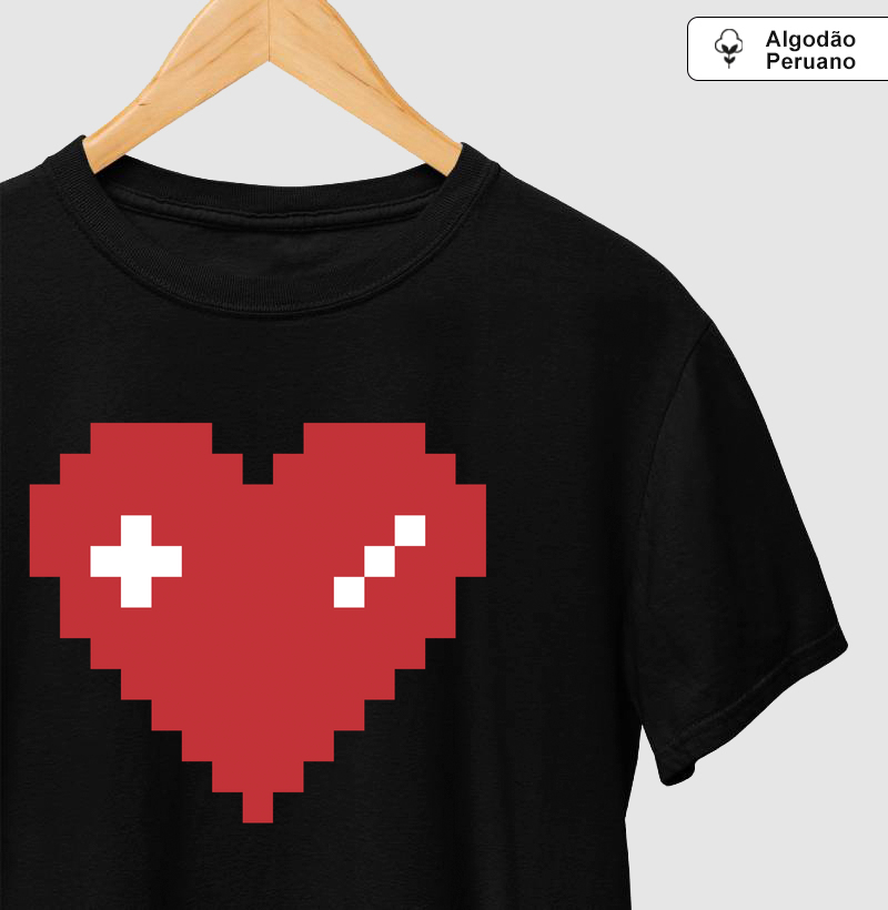 Camiseta Algodão Peruano Coração Gamer