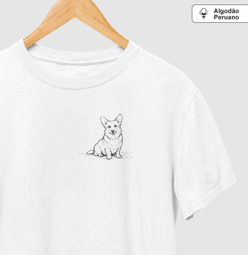 Corgi - Desenho - Camiseta Algodão Peruano