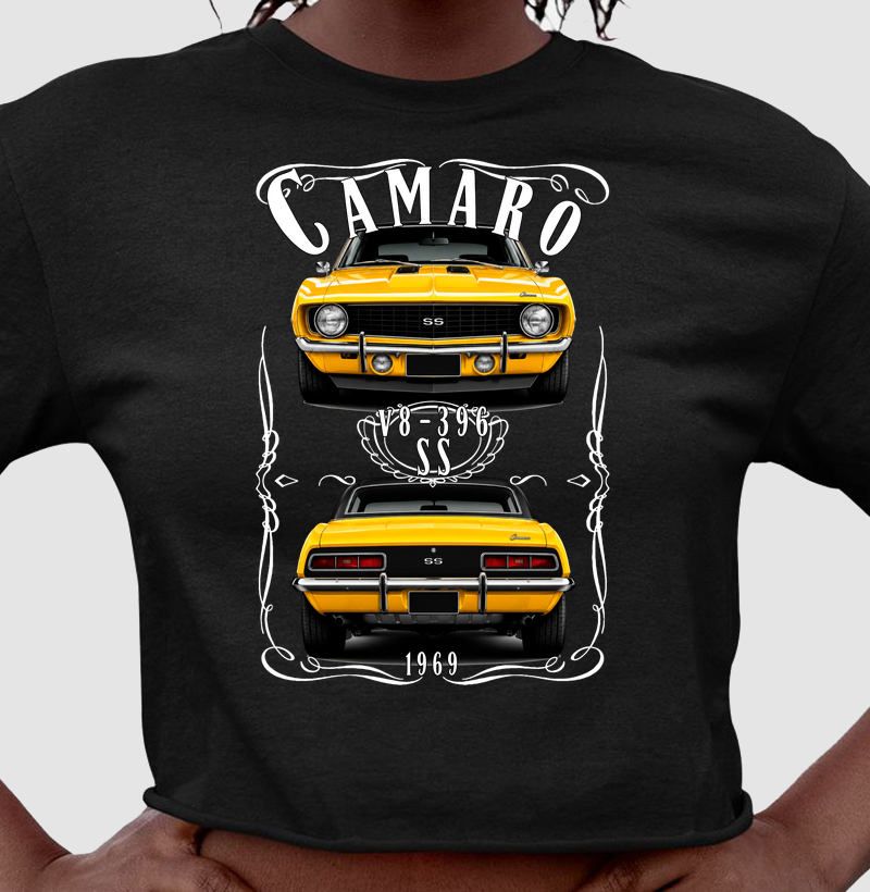 Camiseta cropped feminina Camaro SS vintage