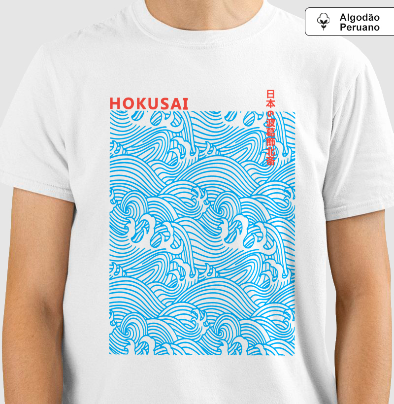 Camiseta Hokusai Arte Japonesa Vintage 100% Algodão Premium