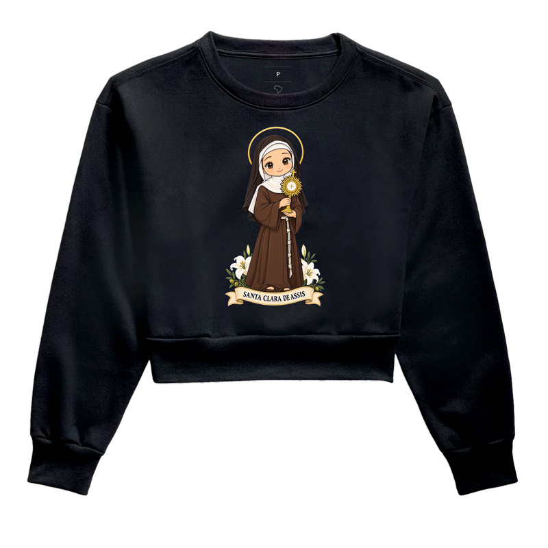 Santa Clara de Assis estilo chibi - Cropped Moletom