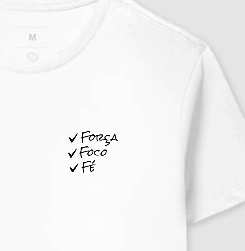  Camiseta Masculina Força Foco Fé Bolso