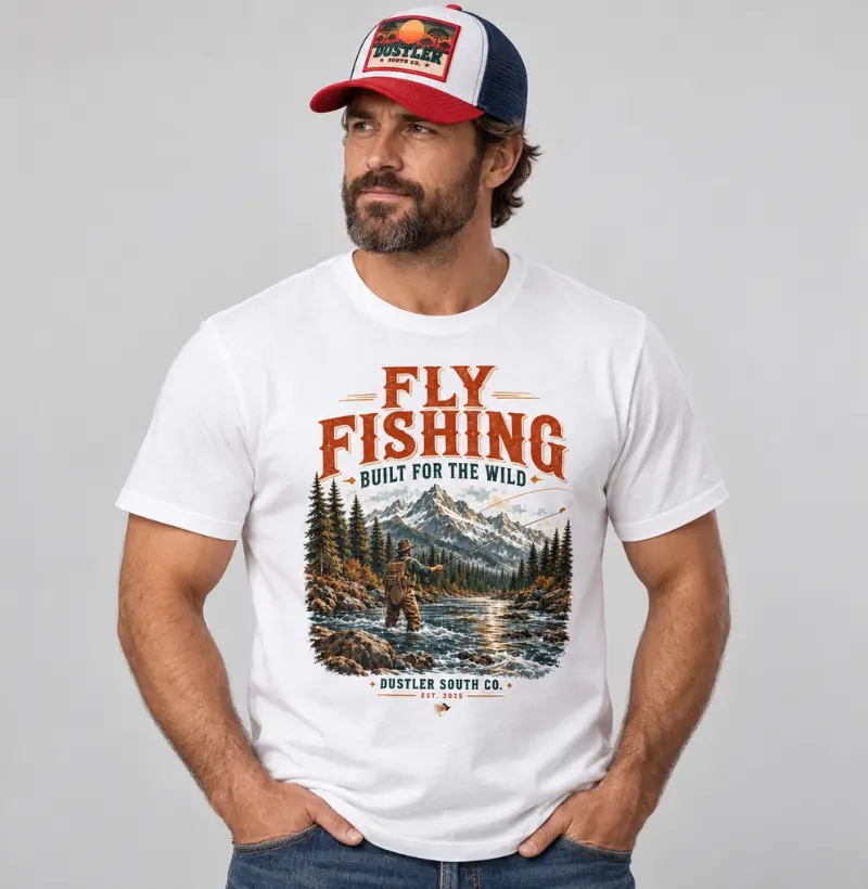 Camiseta Country Masculina Fly Fishing Built For The Wild Dustler South Co.