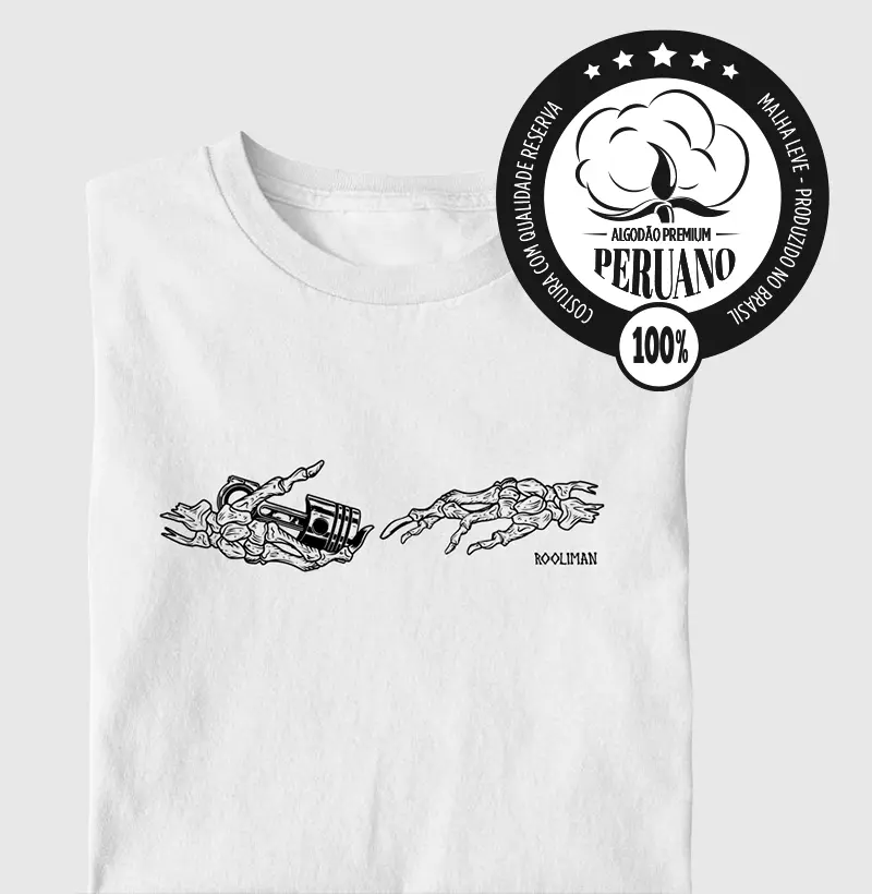 Camiseta algodão peruano A Criação do Pistão - Rooliman