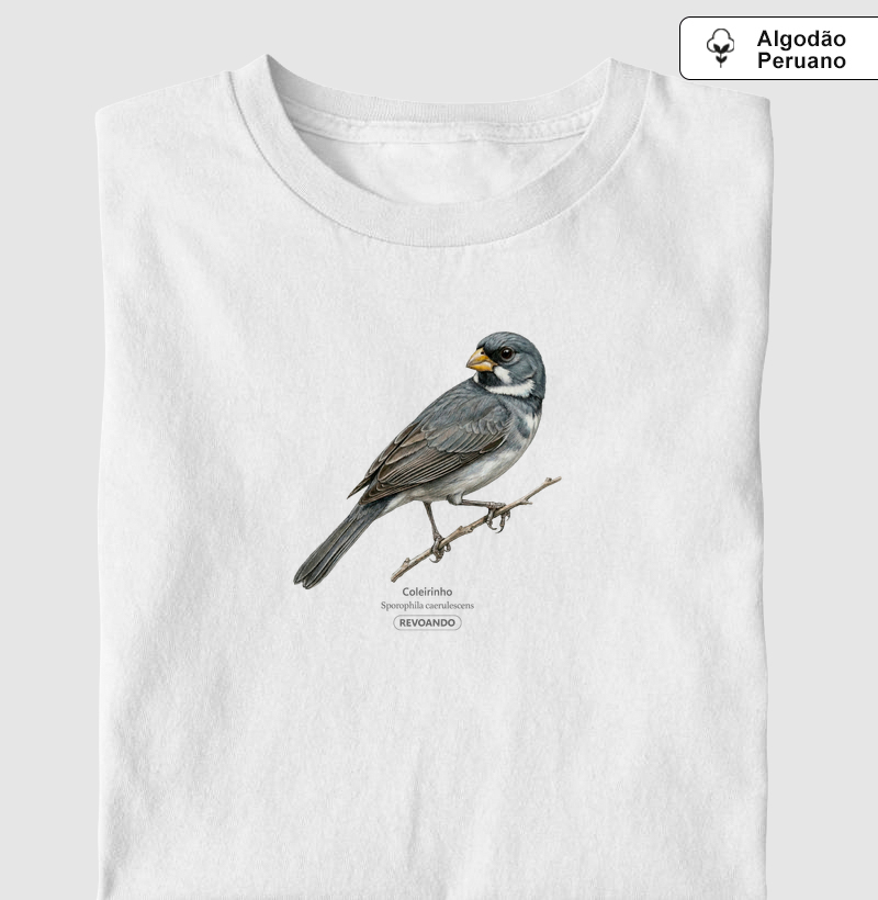 Traços Alados - Coleirinho II - Algodão Peruano - Camiseta Algodão Peruano