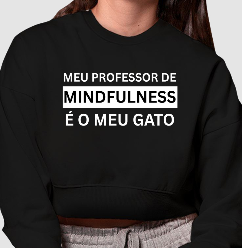 Gatinho Mindfulness (Cropped Moletom)