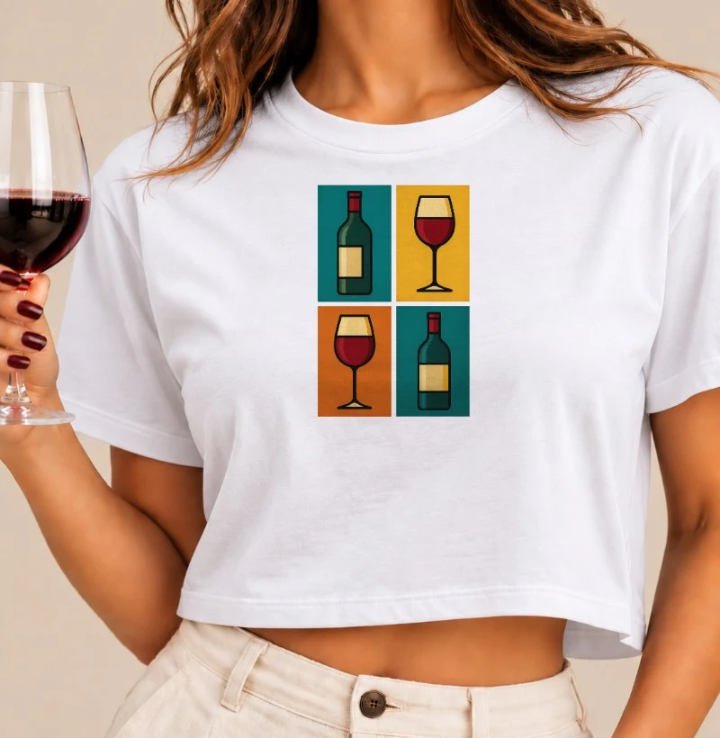 Camiseta Cropped Pop Art do Vinho - Cropped