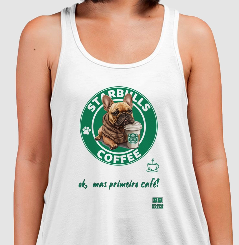Regata Bulldog Frances "Primeiro café!"
