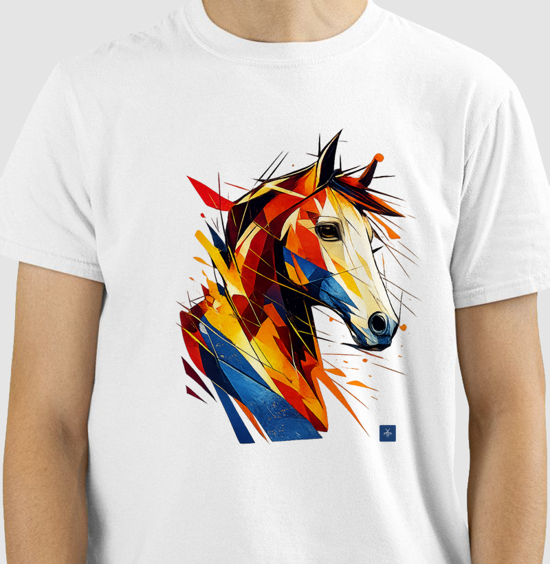 Camiseta cavalo geométrico colorido