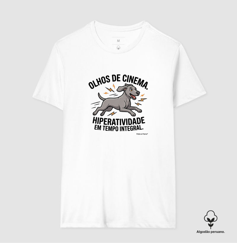 CAMISETA ALGODÃO PERUANO WEIMANARER OLHOS DE CINEMA - Camiseta Algodão Peruano