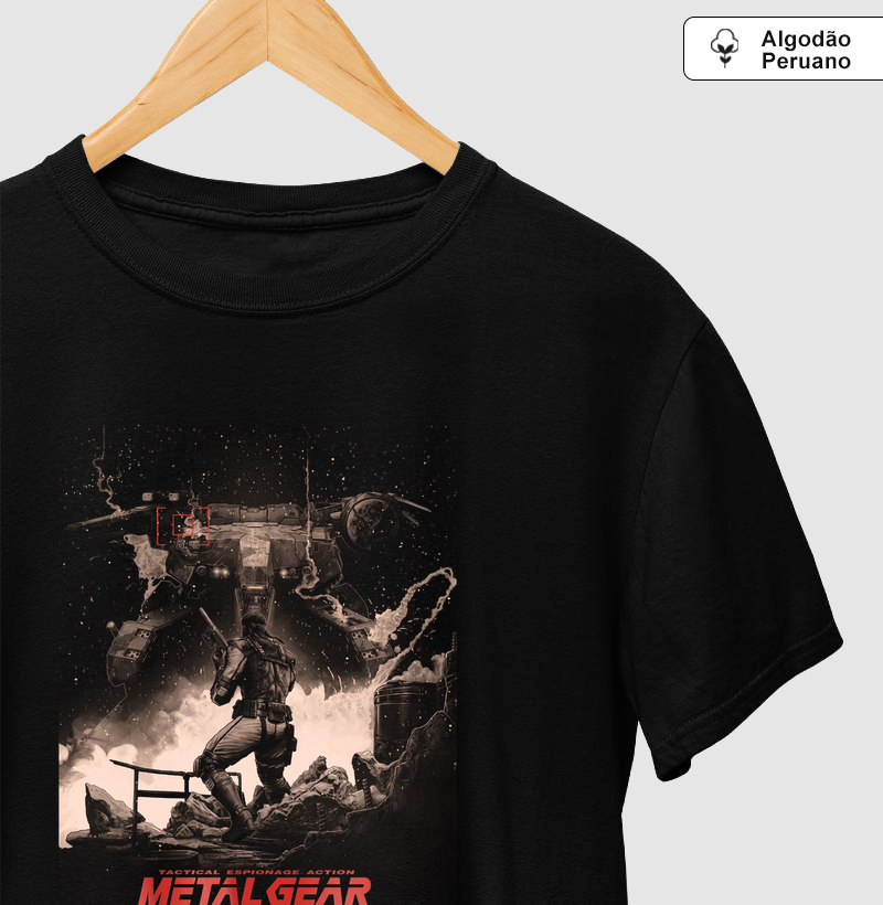 Metal Gear Solid - Snake vs Rex - Camiseta Algodão Peruano