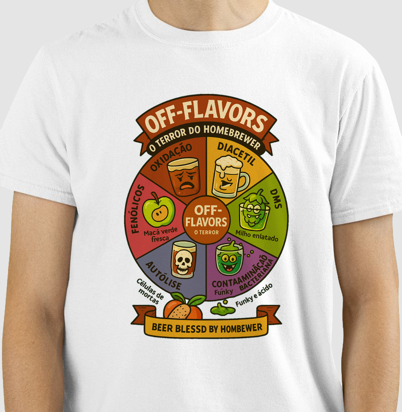 Camiseta Off-Flavors O Terror do Homebrewer Estampa Cerveja Artesanal