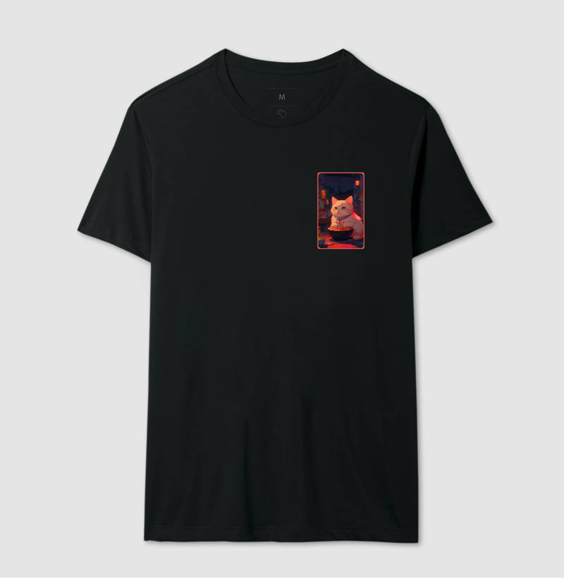 Camiseta Anime Gato Comendo Ramen
