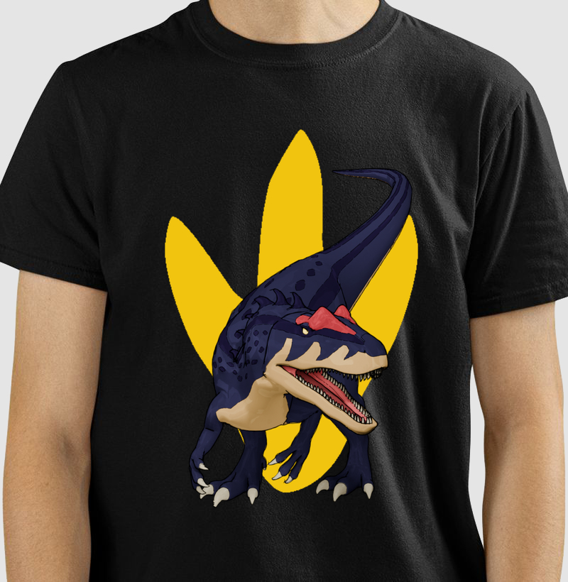 Camisa Algodão Estampada Dinossauro Alossauro Premium Dinoloco