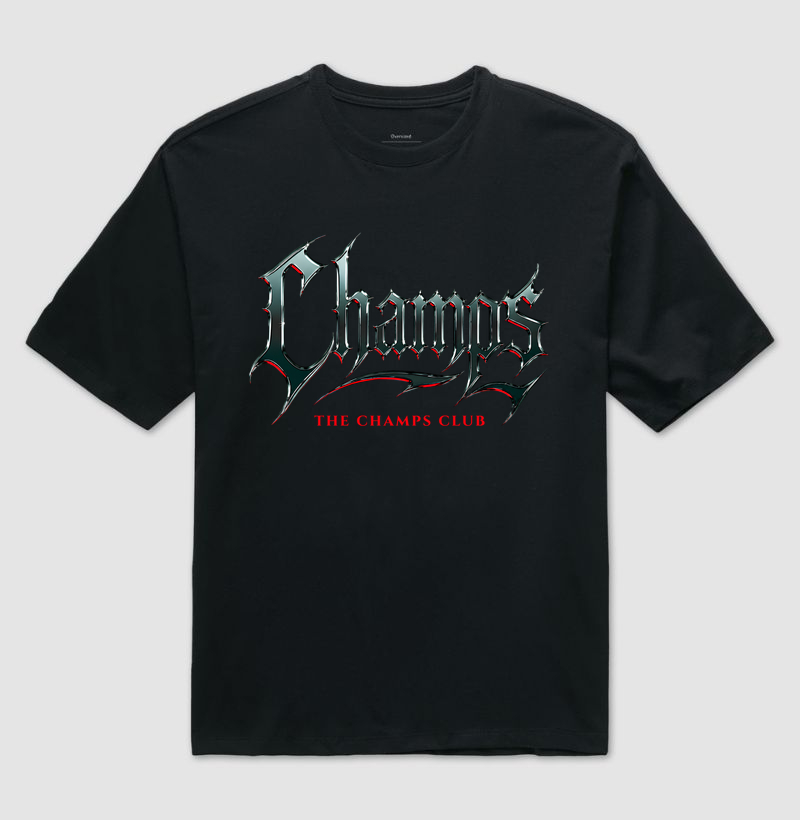 Camiseta Oversized Preta Champs Chrome