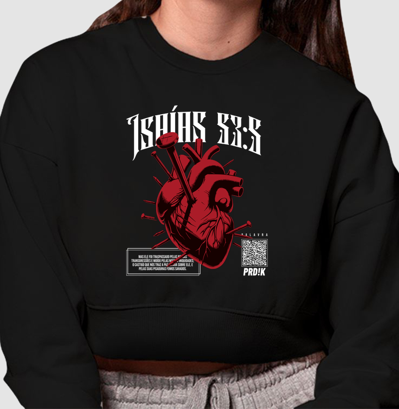 Moletom Cropped com Estampa - Isaías 53