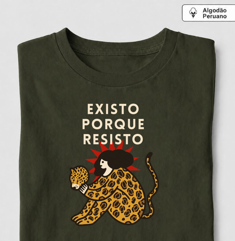 existo porque resito - Camiseta Algodão Peruano