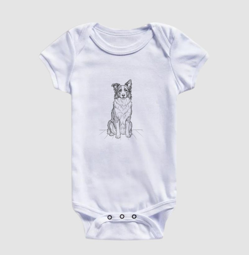 Border Collie - Desenho - Body Infantil