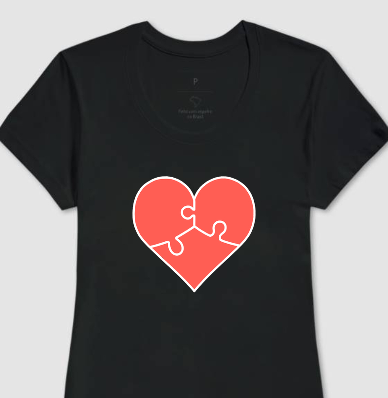 Coração - 3 peças - quebra-cabeça - completo - Camiseta