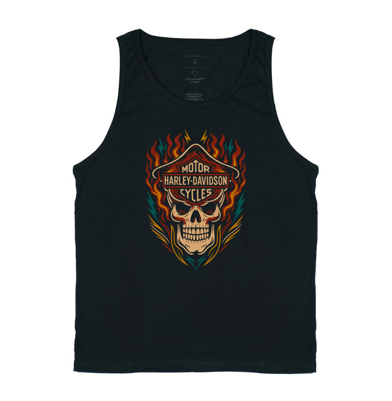 Skull Flames – Estilo Biker Clássico
