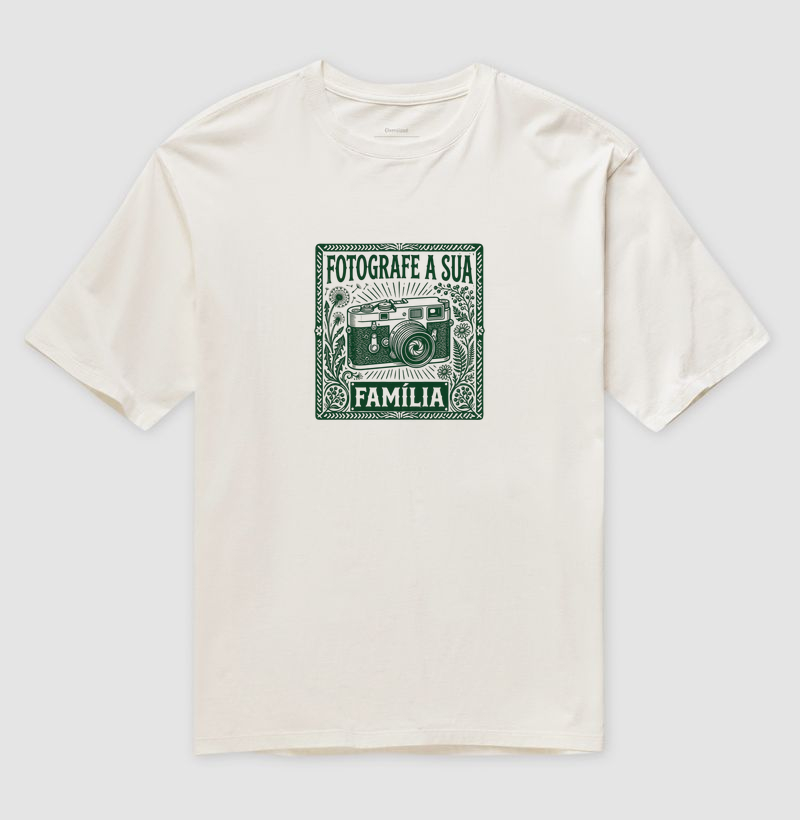 Camiseta oversized Fotografe a sua família - Algodão Premium - ilustração verde