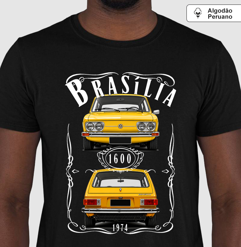 Camiseta em algodão peruano Brasília vintage