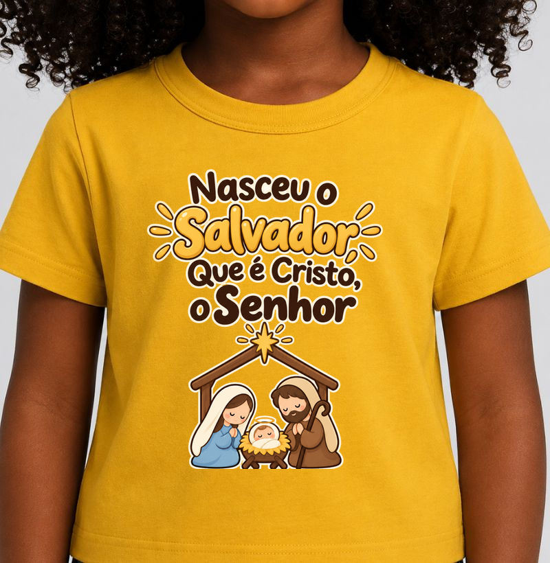 Nasceu o Salvador | Natal Cristão Kids - Camiseta Infantil