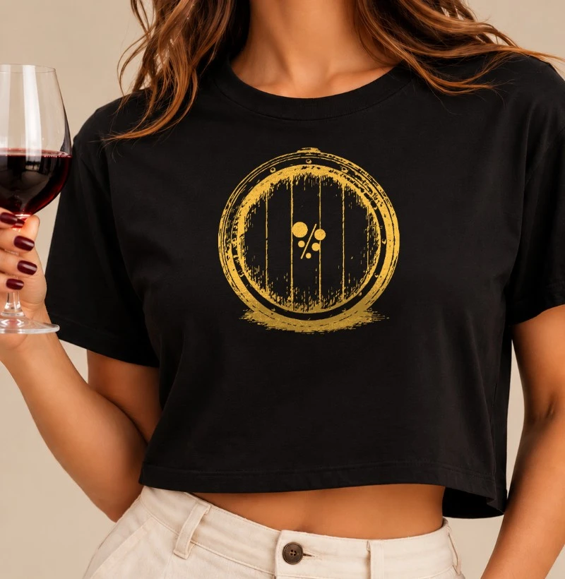 Camiseta Brasil de Vinhos - Barrica Amarela - Cropped