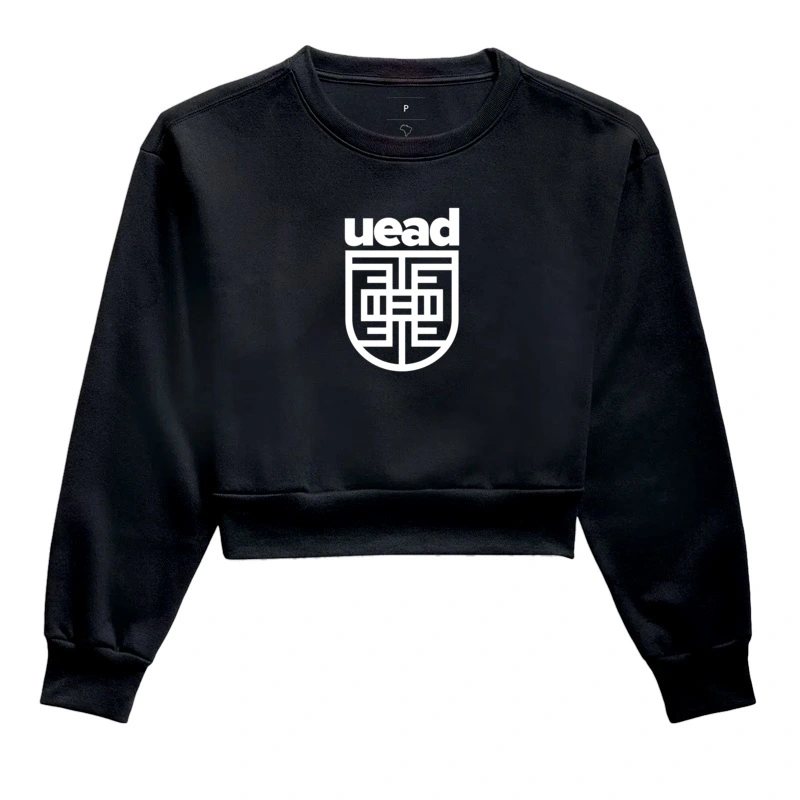 Brasão Uead com escrita - branco - Cropped Moletom