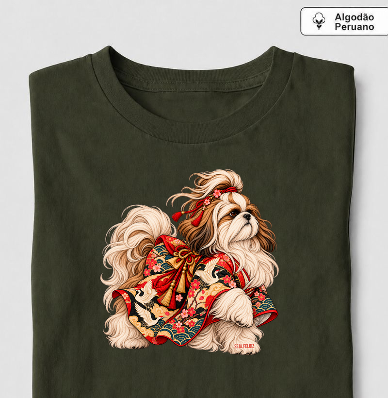 Shih Tzu Kimono 🐾🇯🇵 - Camiseta Algodão Peruano