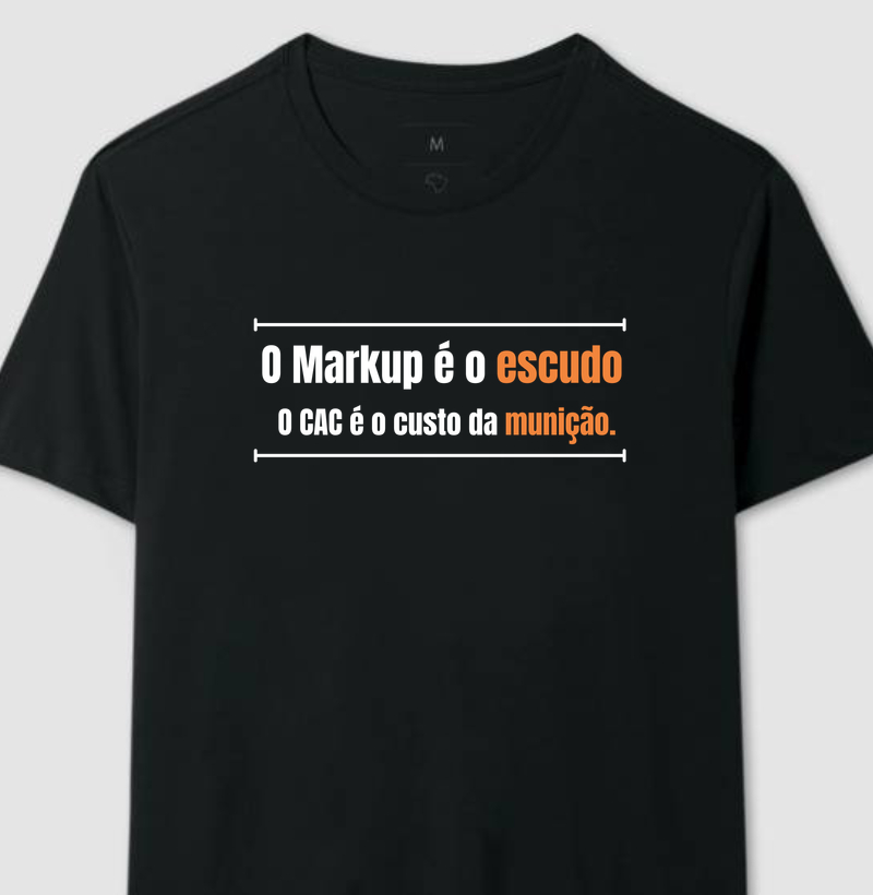 O Markup é o escudo; o CAC é o custo da munição.