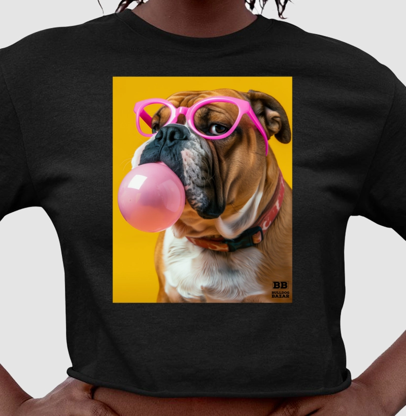 Camiseta Cropped Bulldog Ingles "Chiclete"