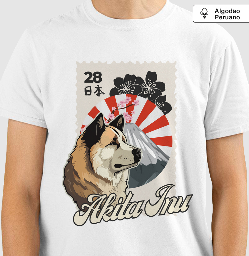 Camiseta Algodão Peruano Nihon Akita Inu Dog Pulse