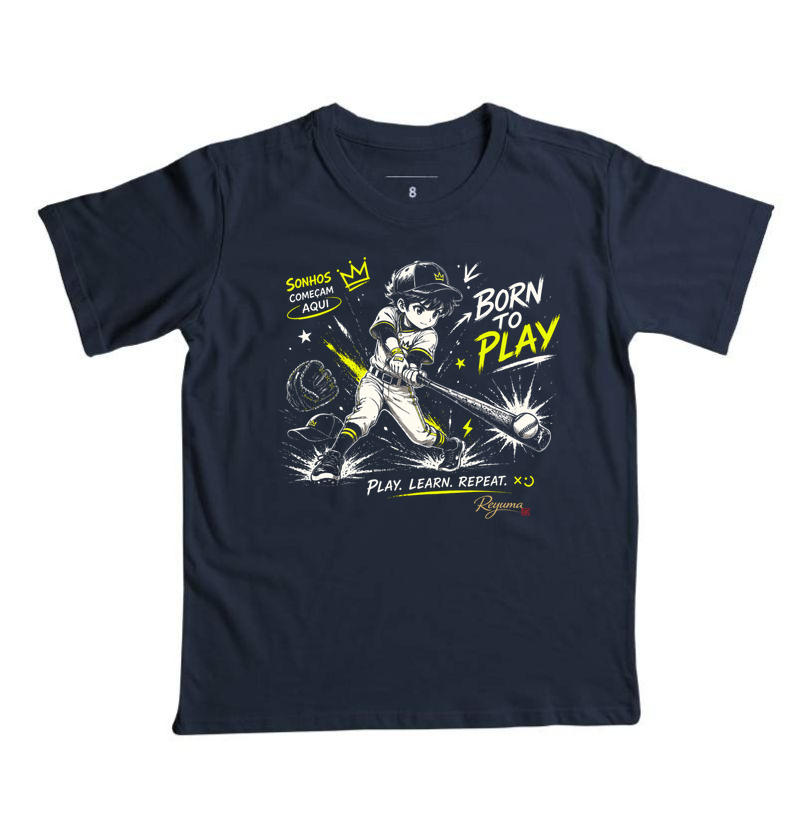 Camiseta Infantil, Menino, Menina, Juvenil Baseball "Sonhos Começam Aqui" - Algodão 100% 